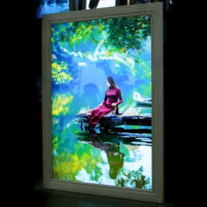 In Ảnh Điện Ambient phát sáng, khung gỗ sồi cao cấp